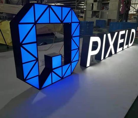 تابلوی حروف فلزی با نور پس زمینه ویترین مغازه به ضخامت 10 سانتی متر دکور مغازه