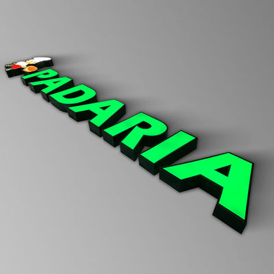 نشان‌واره حروف فلزی نورانی نمای فروشگاهی اکریلیک برجسته IP65