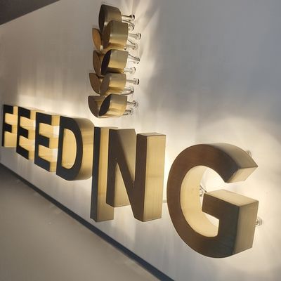 تابلوهای حروف با نور پس زمینه برس استیل ضد زنگ