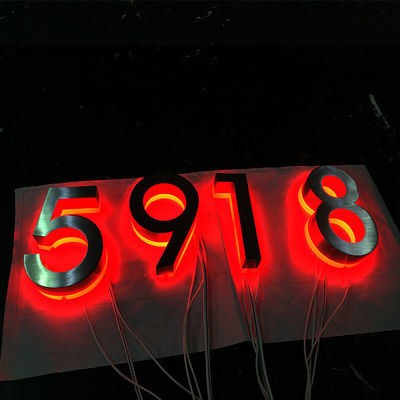 304 فولاد ضد زنگ در فضای باز چراغ شماره علامت برس نقره ای اعداد نور RGB