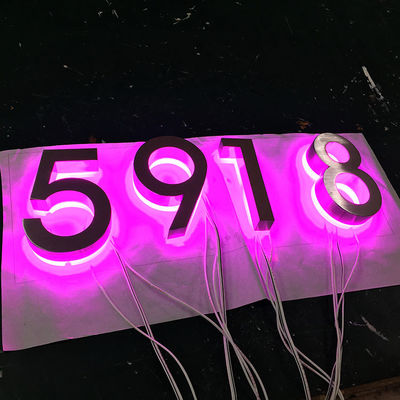 304 فولاد ضد زنگ در فضای باز چراغ شماره علامت برس نقره ای اعداد نور RGB