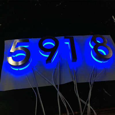 304 فولاد ضد زنگ در فضای باز چراغ شماره علامت برس نقره ای اعداد نور RGB