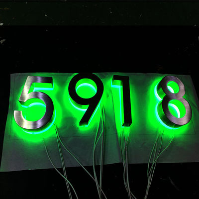 304 فولاد ضد زنگ در فضای باز چراغ شماره علامت برس نقره ای اعداد نور RGB