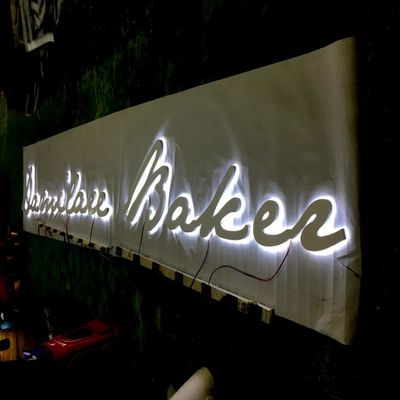 تابلوی جلوی مغازه ضد آب Ip67 3D Letter Signboard Brushed Metal Ss304