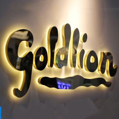 آینه طلایی علامت تجاری تابلوهای چراغ دار از جنس استنلس استیل